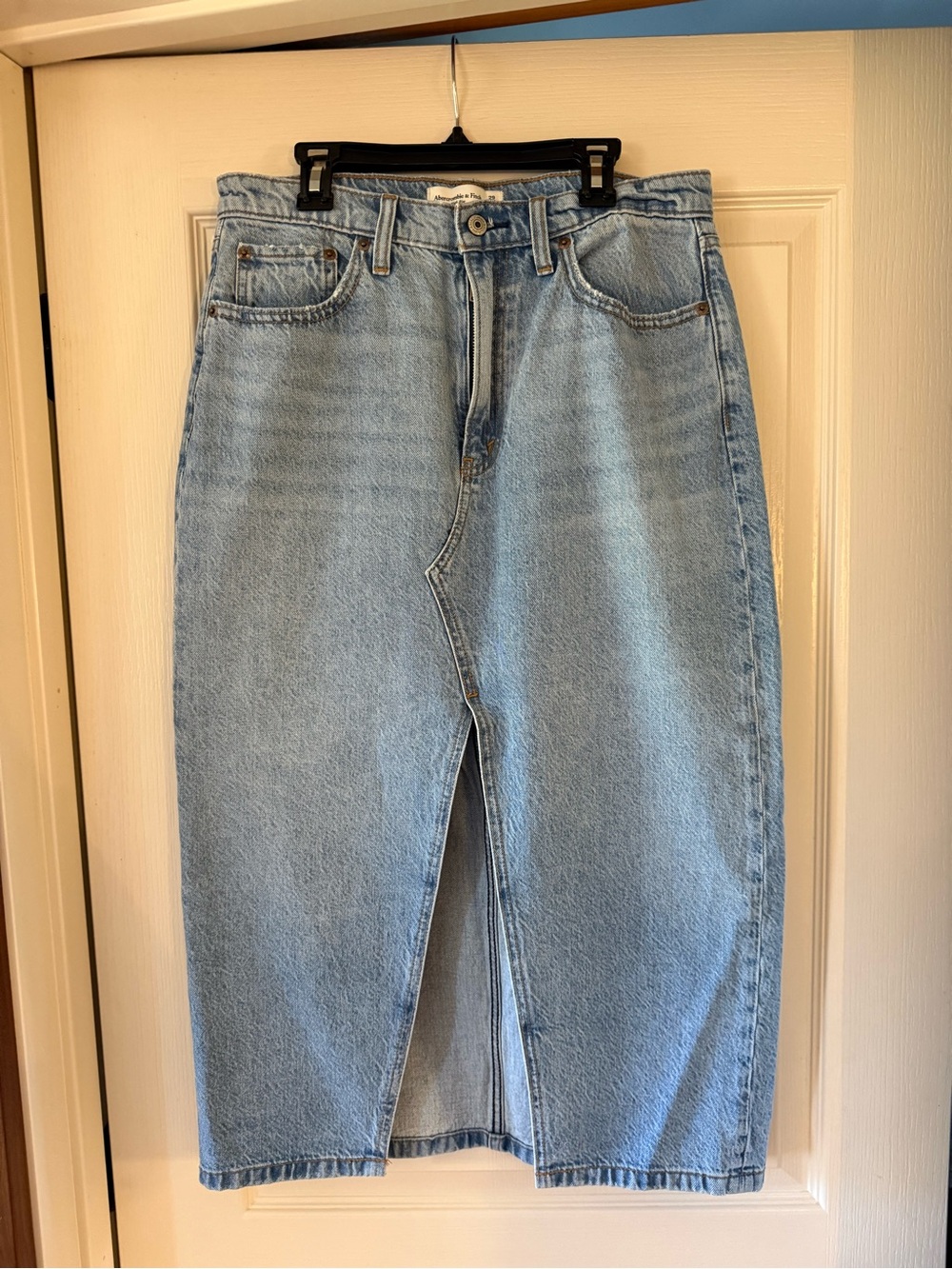 Abercrombie & Fitch Light Blue Straight Leg Denim Skirt